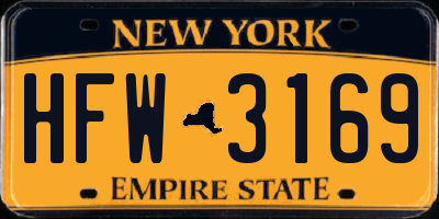 NY license plate HFW3169