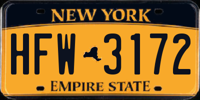 NY license plate HFW3172