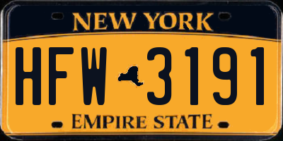 NY license plate HFW3191