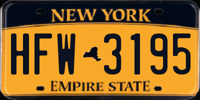 NY license plate HFW3195