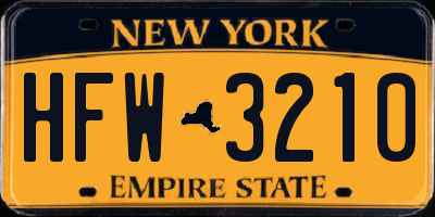 NY license plate HFW3210