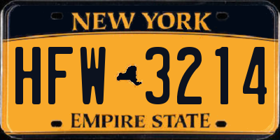 NY license plate HFW3214