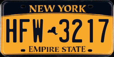 NY license plate HFW3217