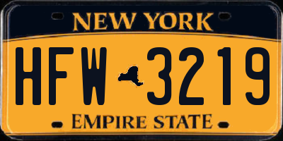 NY license plate HFW3219