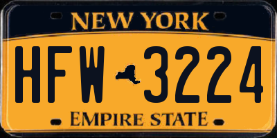 NY license plate HFW3224