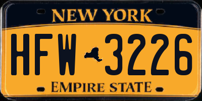 NY license plate HFW3226