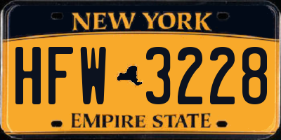 NY license plate HFW3228