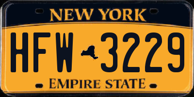 NY license plate HFW3229