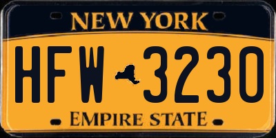 NY license plate HFW3230