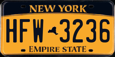 NY license plate HFW3236
