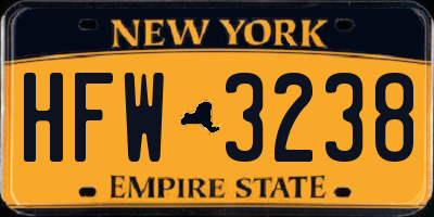 NY license plate HFW3238