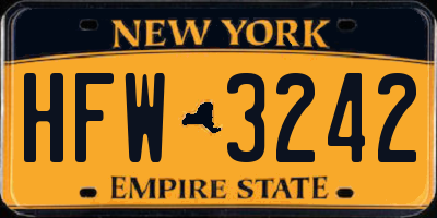 NY license plate HFW3242
