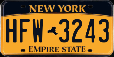 NY license plate HFW3243