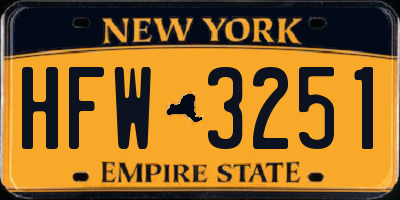 NY license plate HFW3251