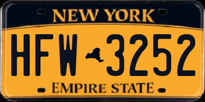 NY license plate HFW3252