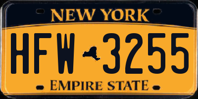 NY license plate HFW3255