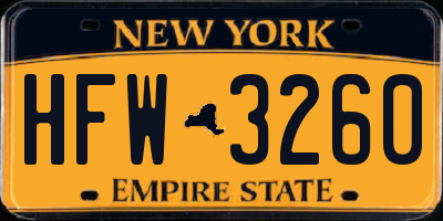 NY license plate HFW3260