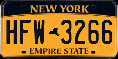 NY license plate HFW3266