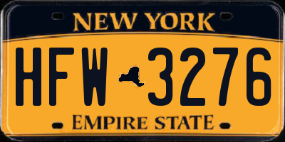 NY license plate HFW3276