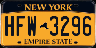 NY license plate HFW3296