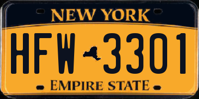 NY license plate HFW3301