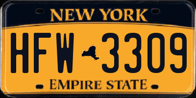 NY license plate HFW3309