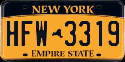 NY license plate HFW3319