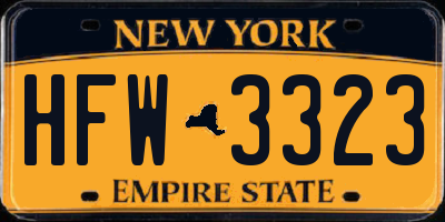 NY license plate HFW3323