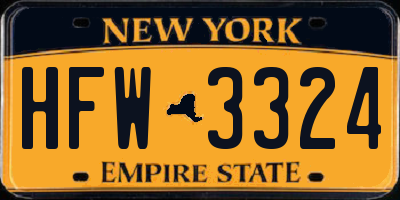 NY license plate HFW3324