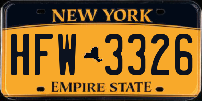 NY license plate HFW3326