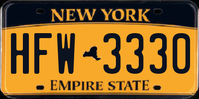 NY license plate HFW3330