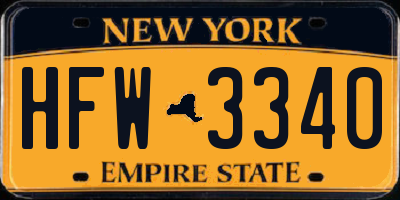 NY license plate HFW3340