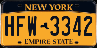 NY license plate HFW3342