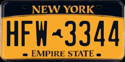 NY license plate HFW3344