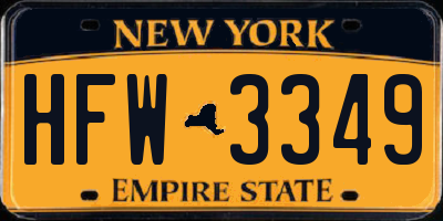 NY license plate HFW3349