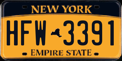NY license plate HFW3391