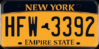 NY license plate HFW3392