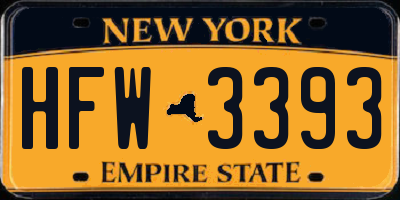 NY license plate HFW3393