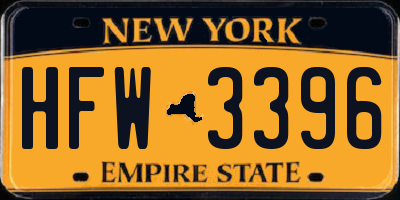 NY license plate HFW3396