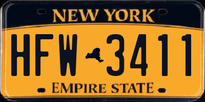 NY license plate HFW3411