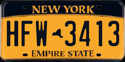 NY license plate HFW3413