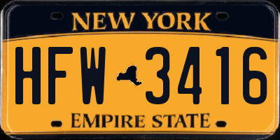 NY license plate HFW3416