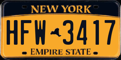 NY license plate HFW3417