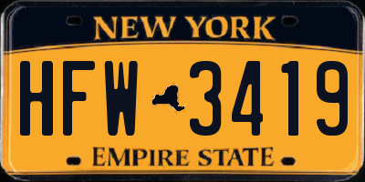 NY license plate HFW3419