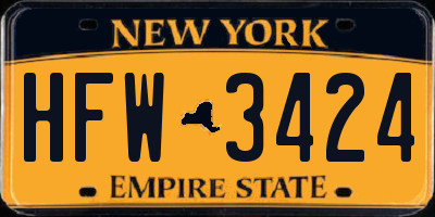 NY license plate HFW3424