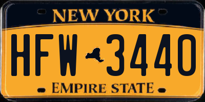 NY license plate HFW3440