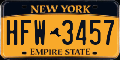 NY license plate HFW3457