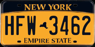 NY license plate HFW3462