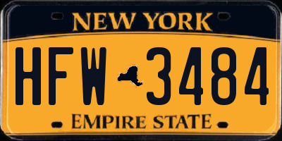 NY license plate HFW3484