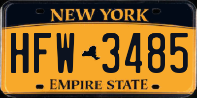 NY license plate HFW3485